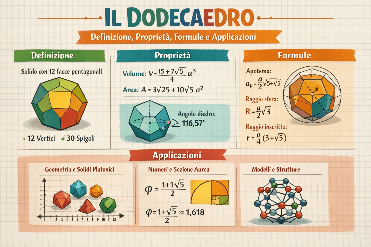 Il Dodecaedro: Definizione, Formule e Proprietà Geometriche