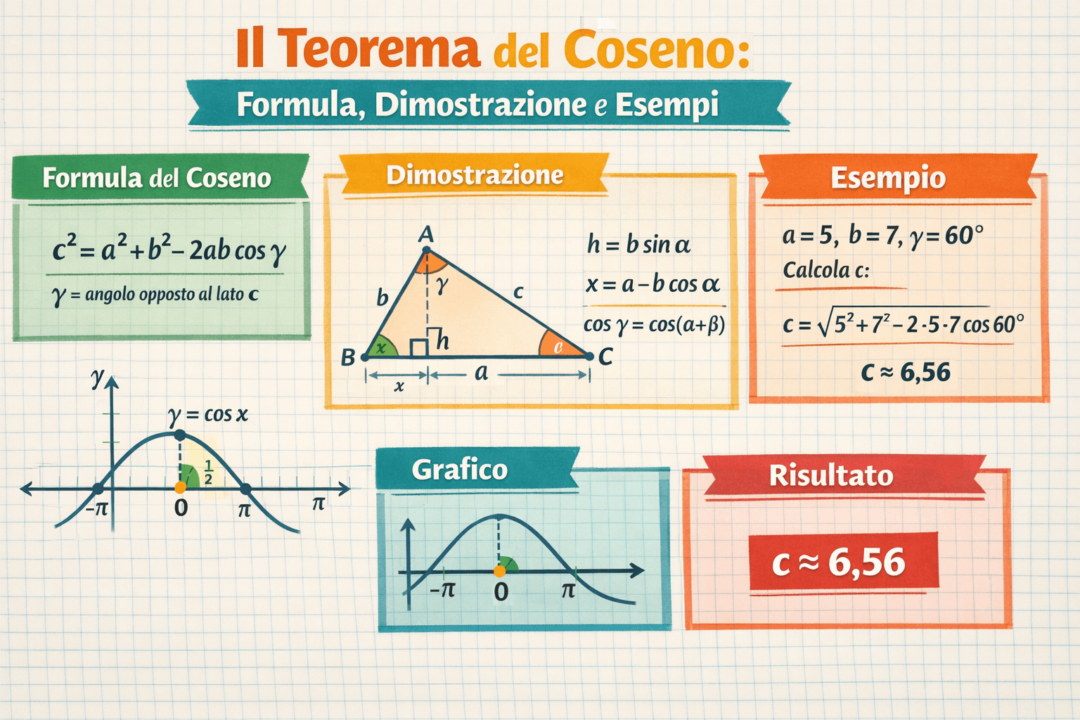 Teorema del Coseno: Formula, Dimostrazione ed Esempi